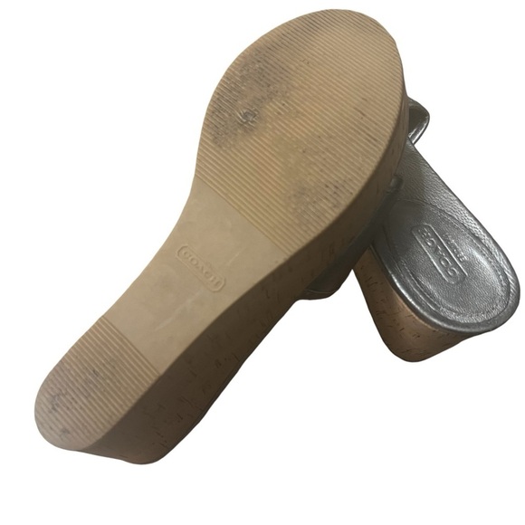 COACH Judith Cork Wedge Sandals w/ COACH Logo in Silver Size 8.5 — GORGEOUS!!! - Picture 8 of 10